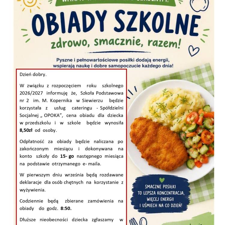 Obiady - informacja